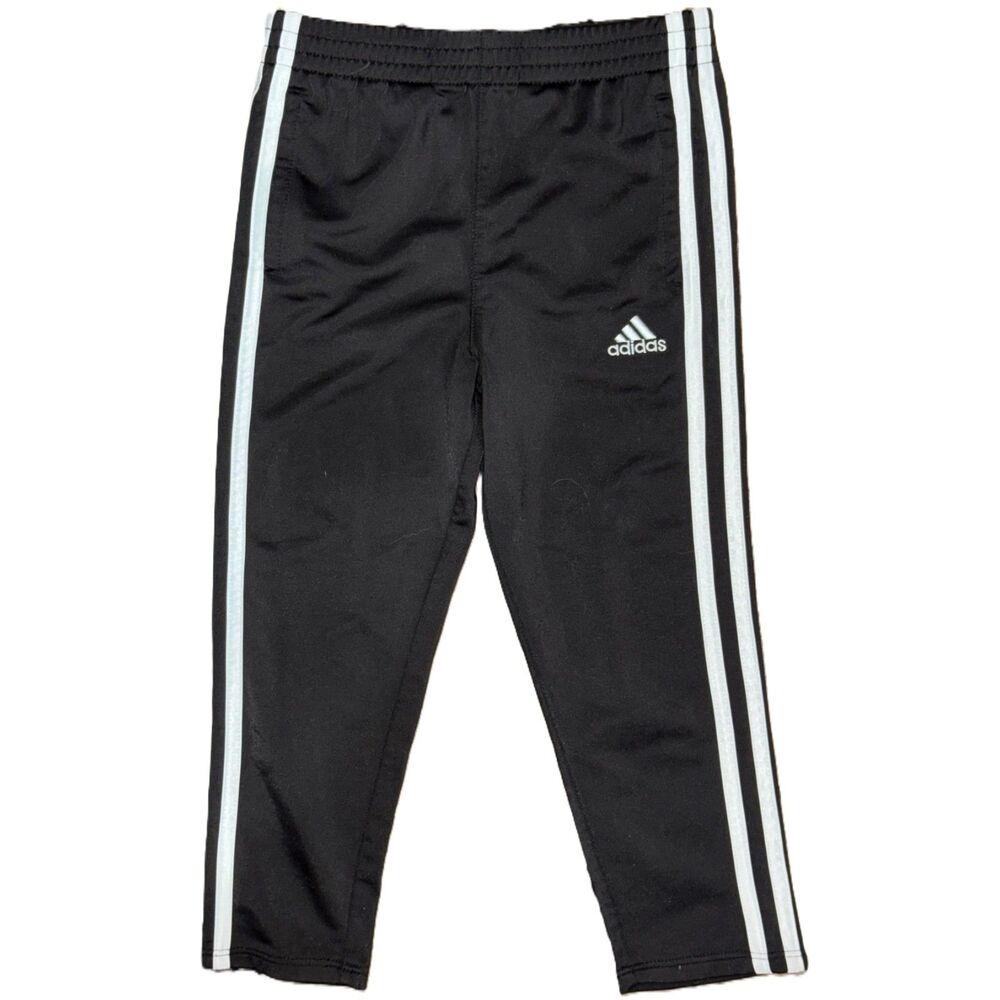 Girl's Adidas Black Athletic Pants With Mint Colored Stripes
